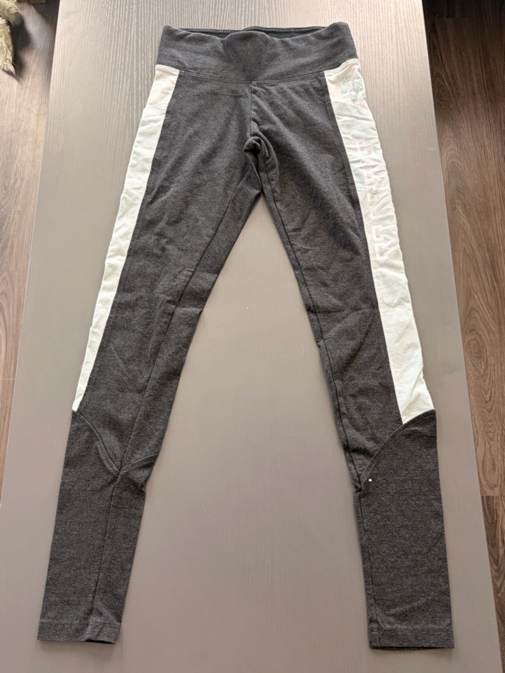 Victoria's Secret Charcoal Gray Leggings with White Side Panels